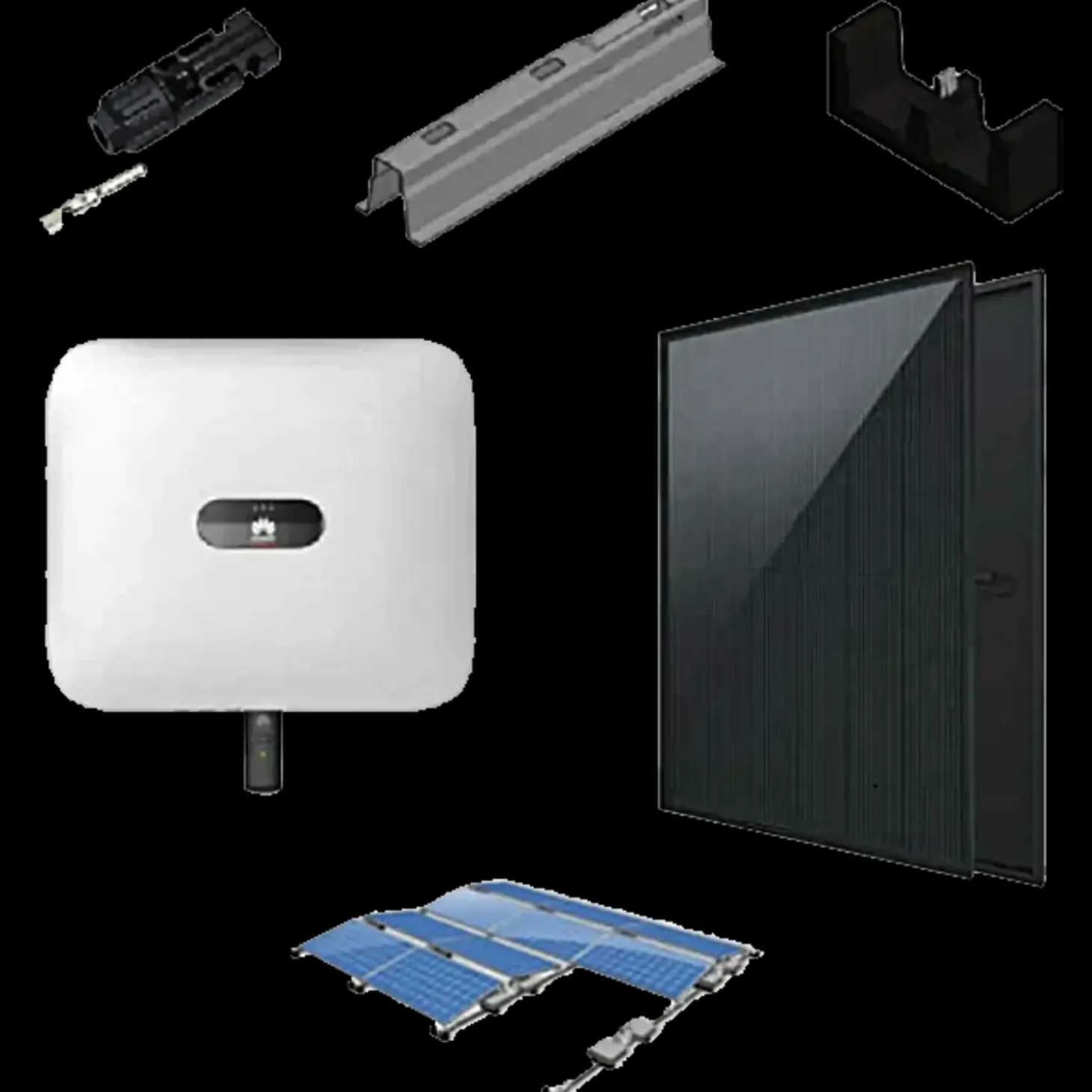 6,88 kWp Solcellepakke 16 paneler til fladt tag øst-vest vendt m/6kW hybrid inverter