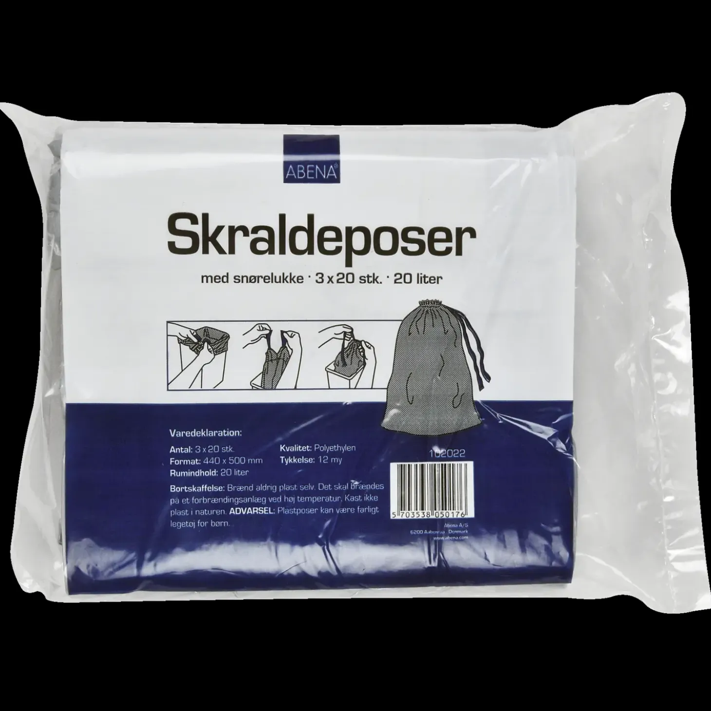 Abena affaldspose m/snøreluk 20 liter grå