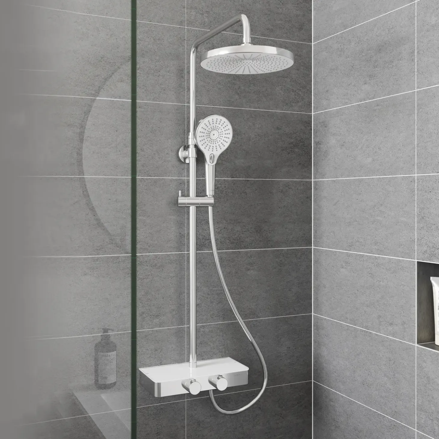 Adora Consilio topbrusesæt med termostat krom/hvid