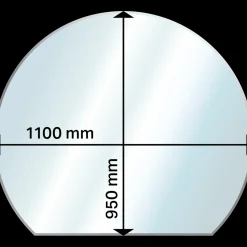 Aduro glasgulvplade rund med bagkant 1100x950x6 mm