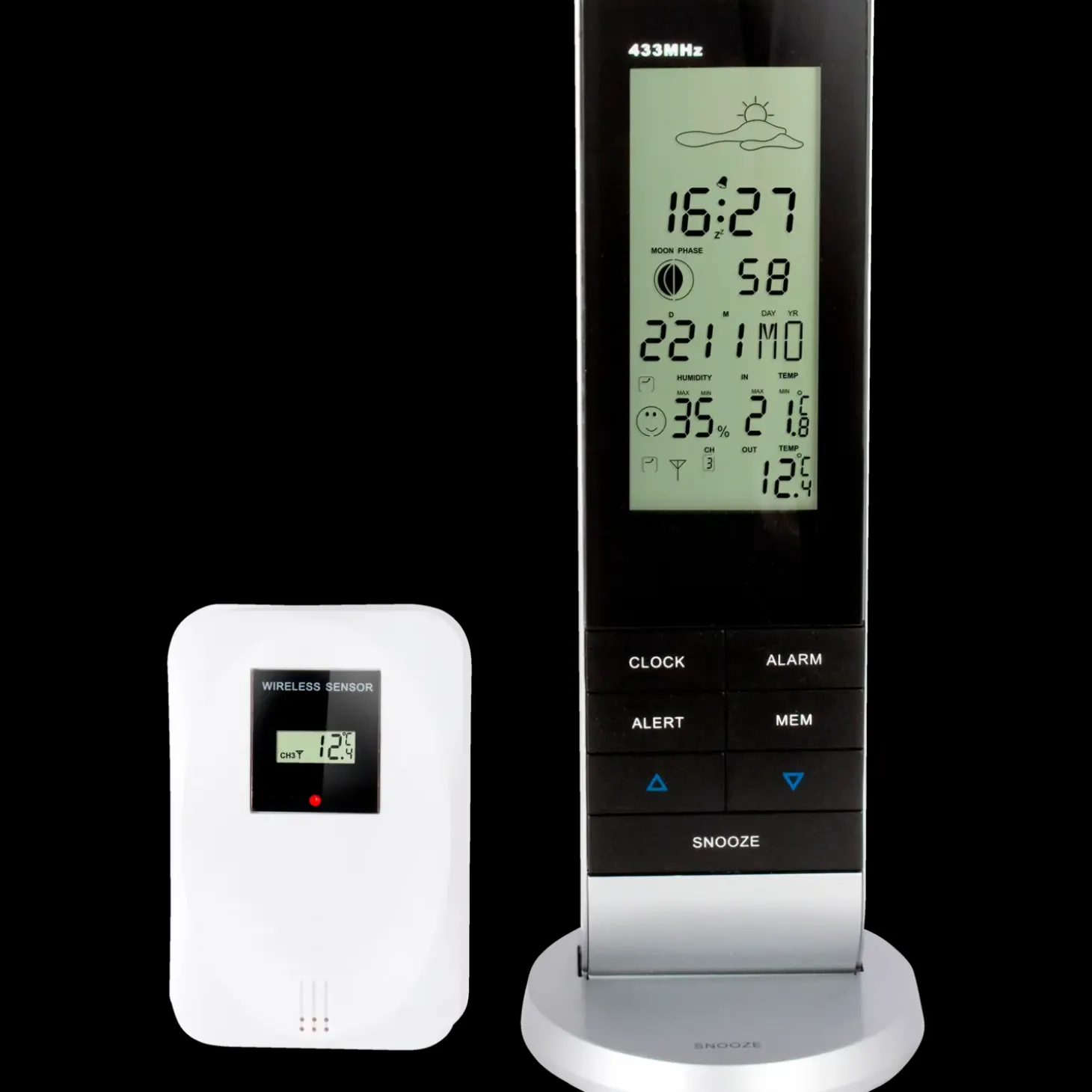 Alecto WS-1150 vejrstation med trådløs sensor sort/sølv