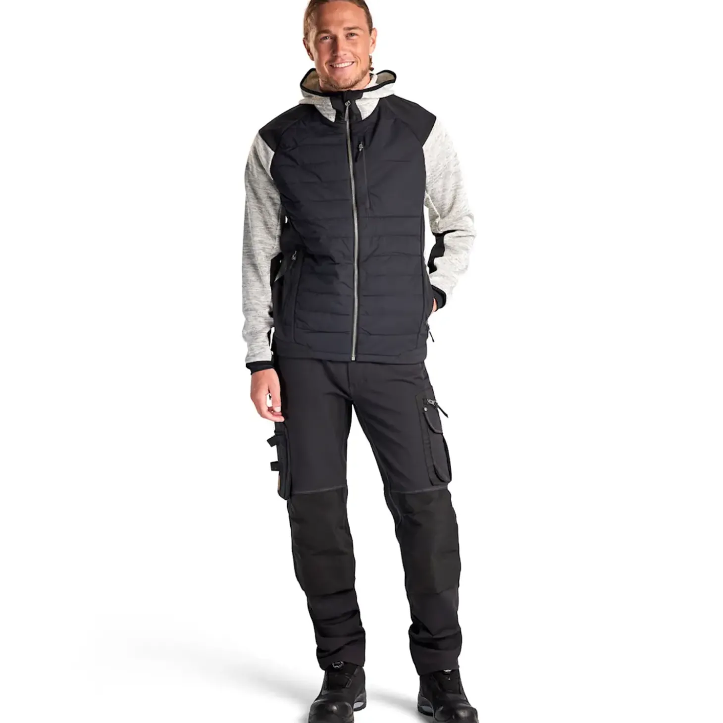 Blåklæder hybrid jakke gråmeleret/sort str. 2XL