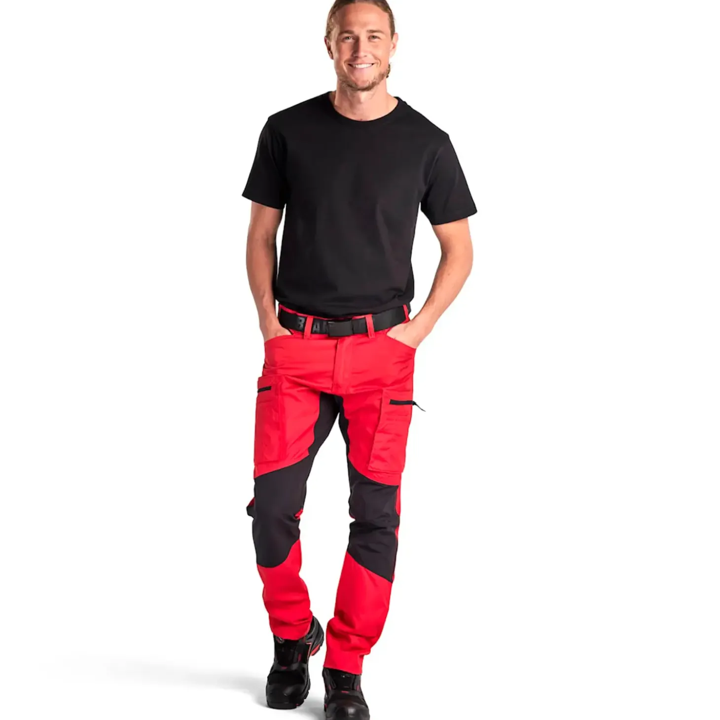 Blåklæder service bukser med stretch rød/sort str. C50