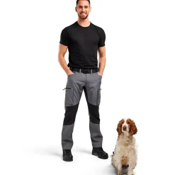 Blåklæder service bukser med stretch mellemgrå/sort str. D96