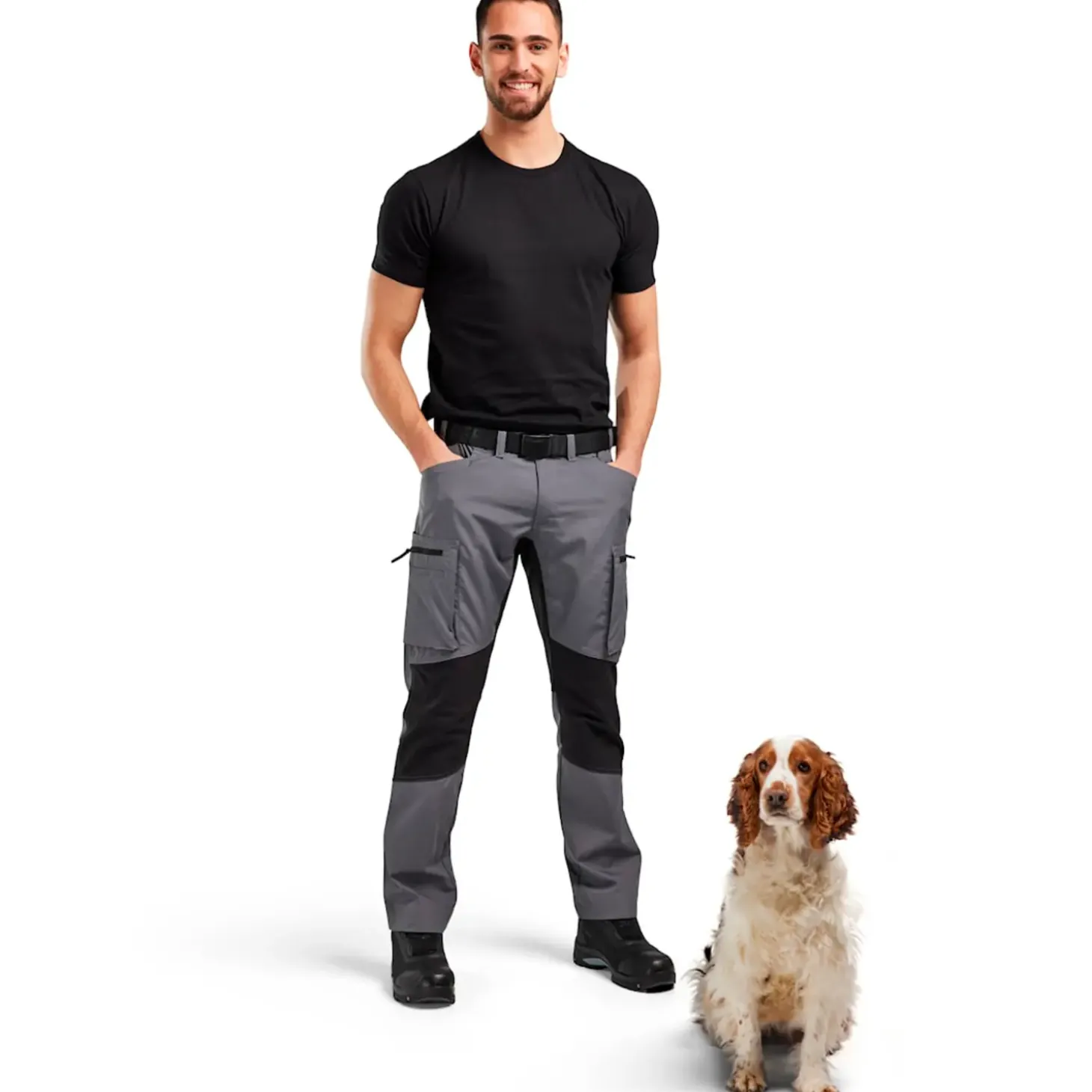 Blåklæder service bukser med stretch mellemgrå/sort str. D96