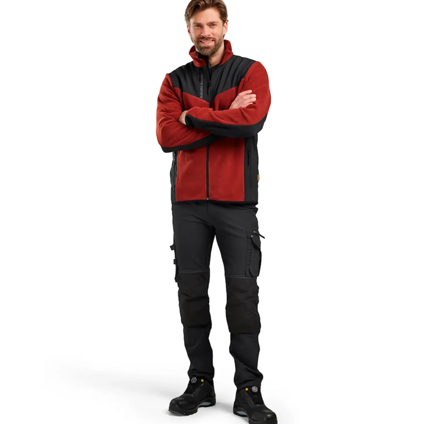Blåklæder strikket softshell jakke brændt rød/sort str. XL