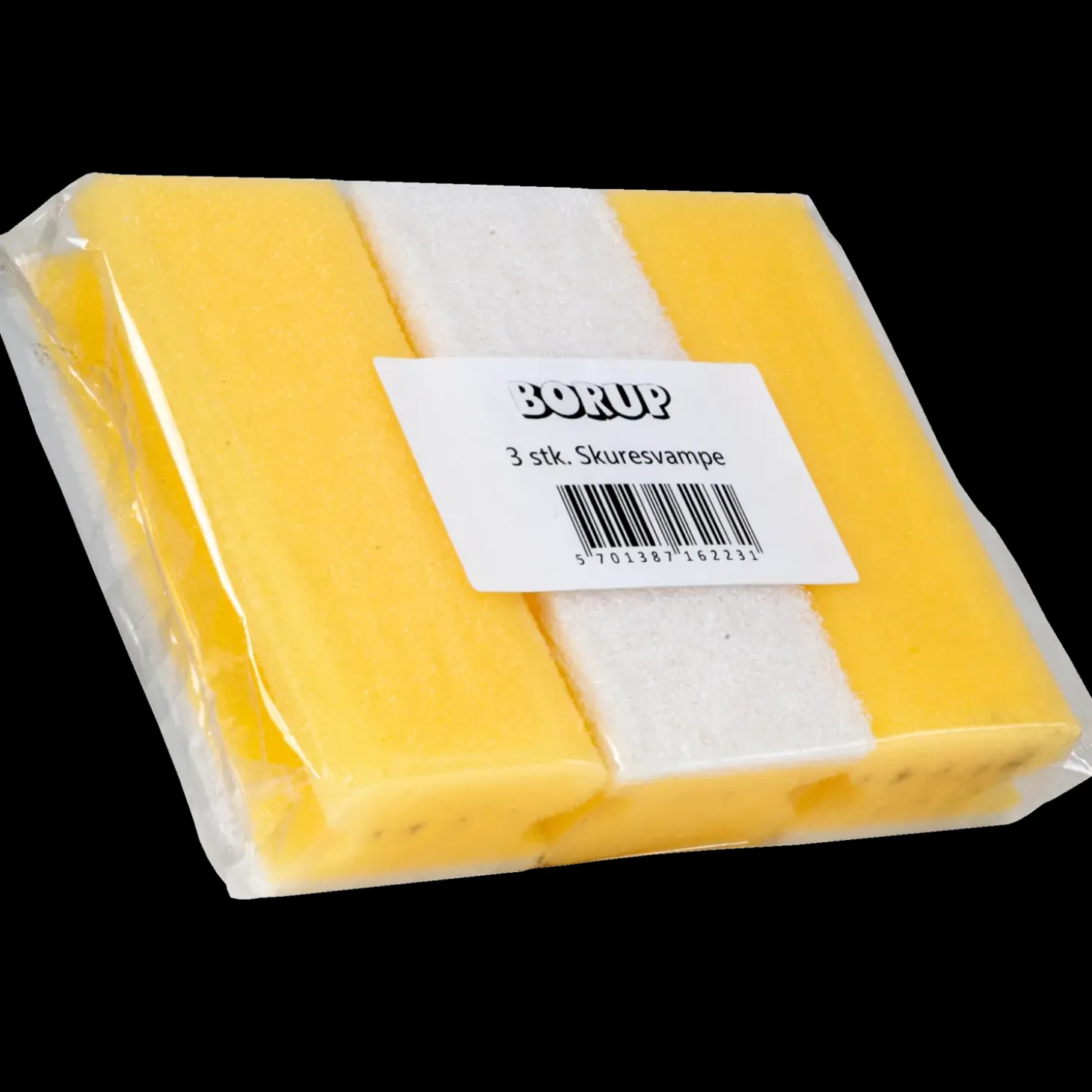 Borup skuresvamp m/ håndtag gul/hvid 3 stk