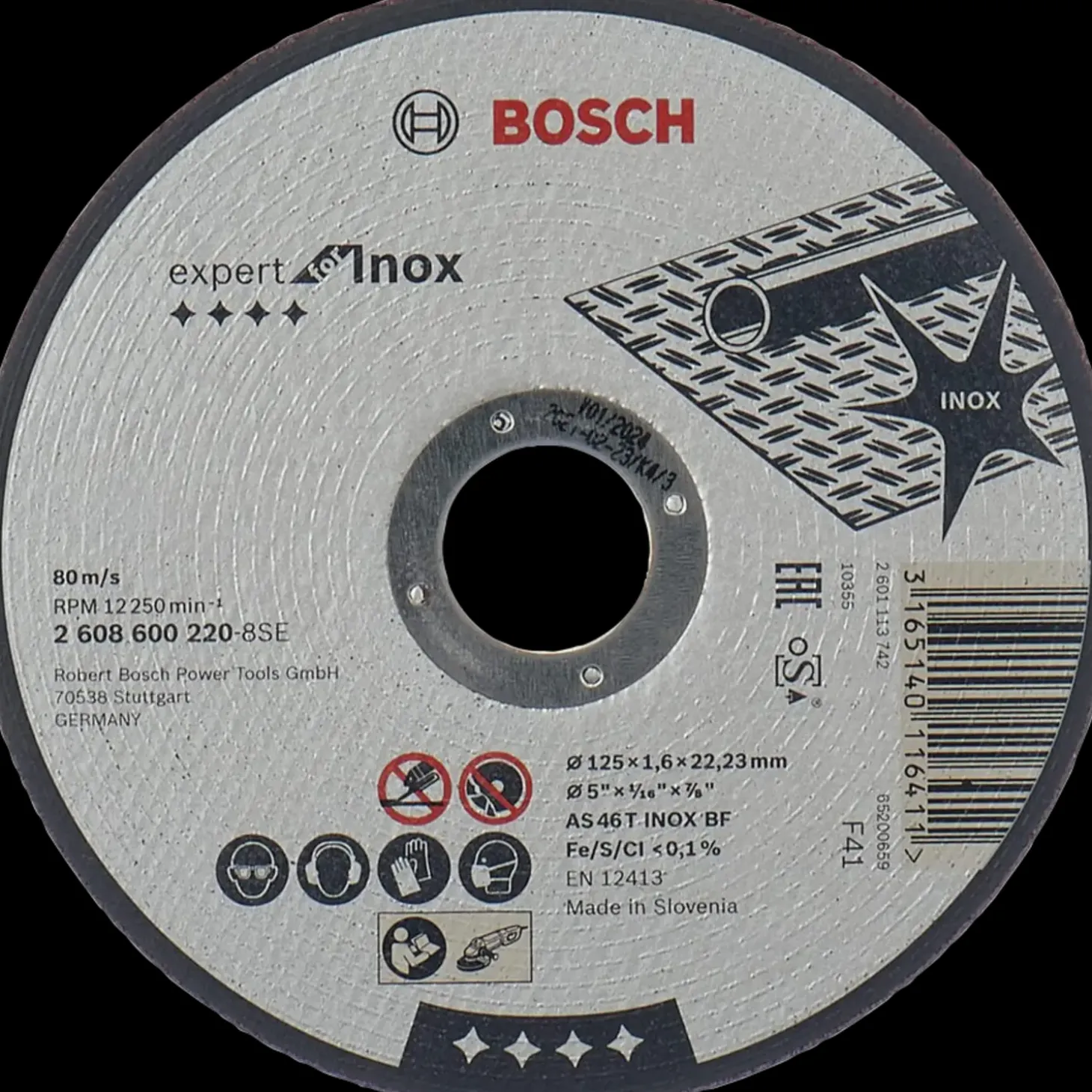 Bosch PRO limet skæreskive i rustfrit stål og metal, 125x1,6x22,23 mm, lige, oSa