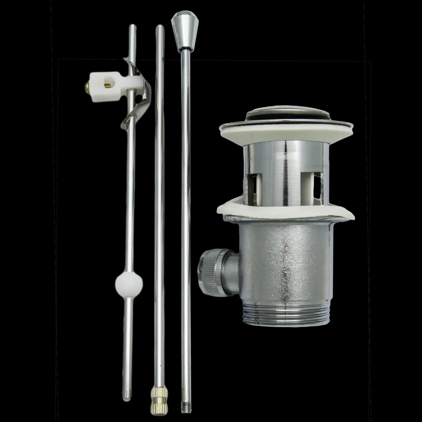 Bundventil m/overløb 1 1/4" løft op prop krom