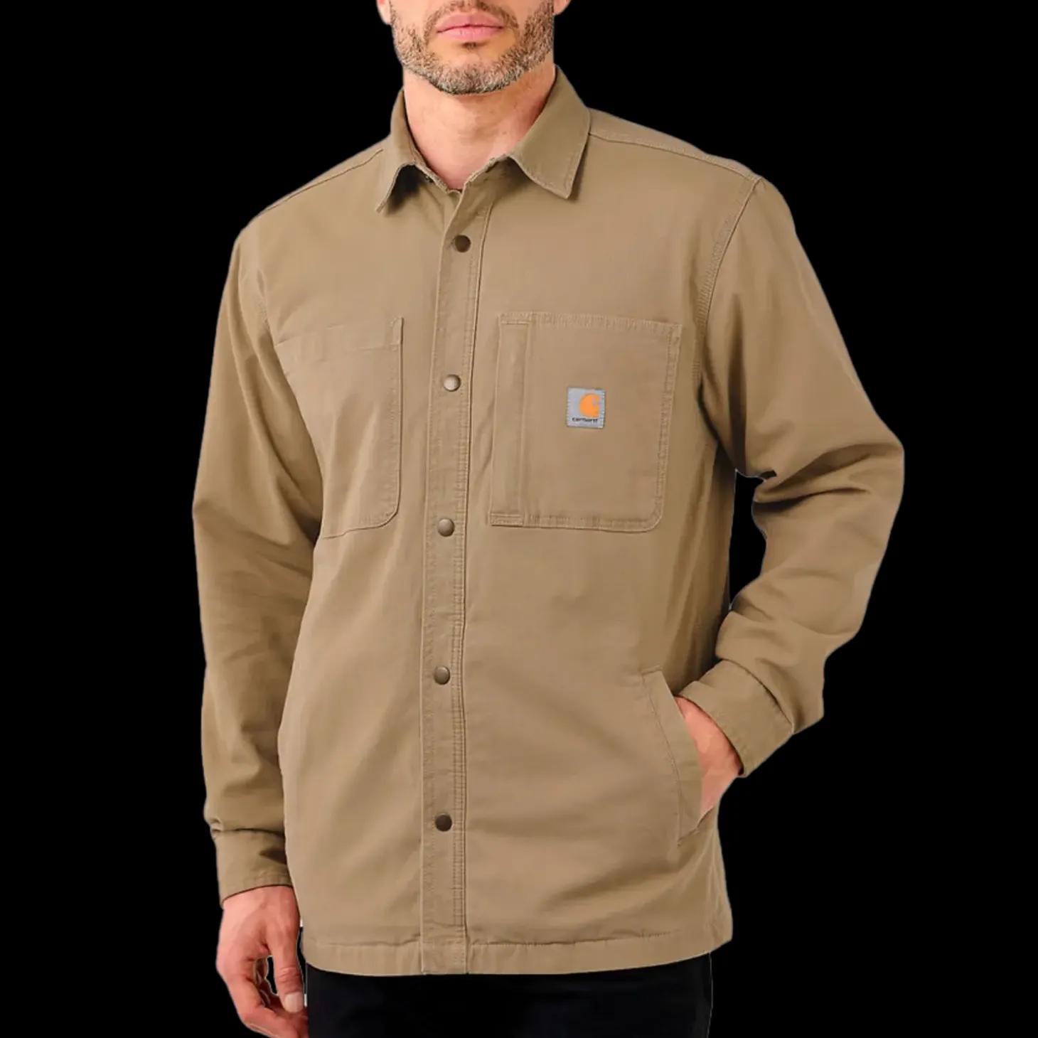 Carhartt canvas fleece foret skjortejakke dark khaki str. S