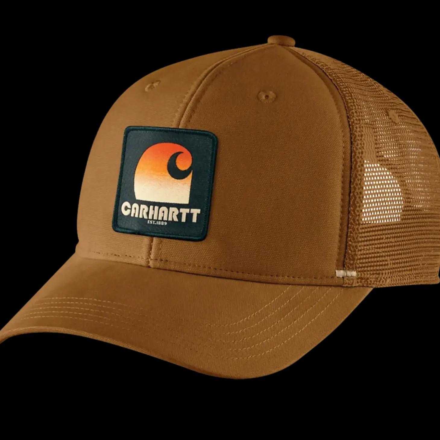 Carhartt canvas mesh back C patch kasket brun onesize