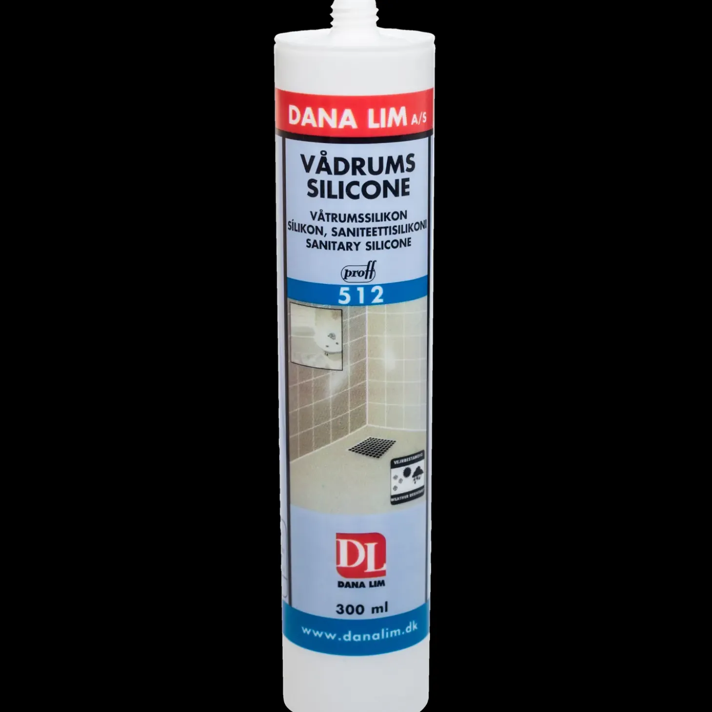 Dana proff vådrumssilicone 512 sort 300 ml