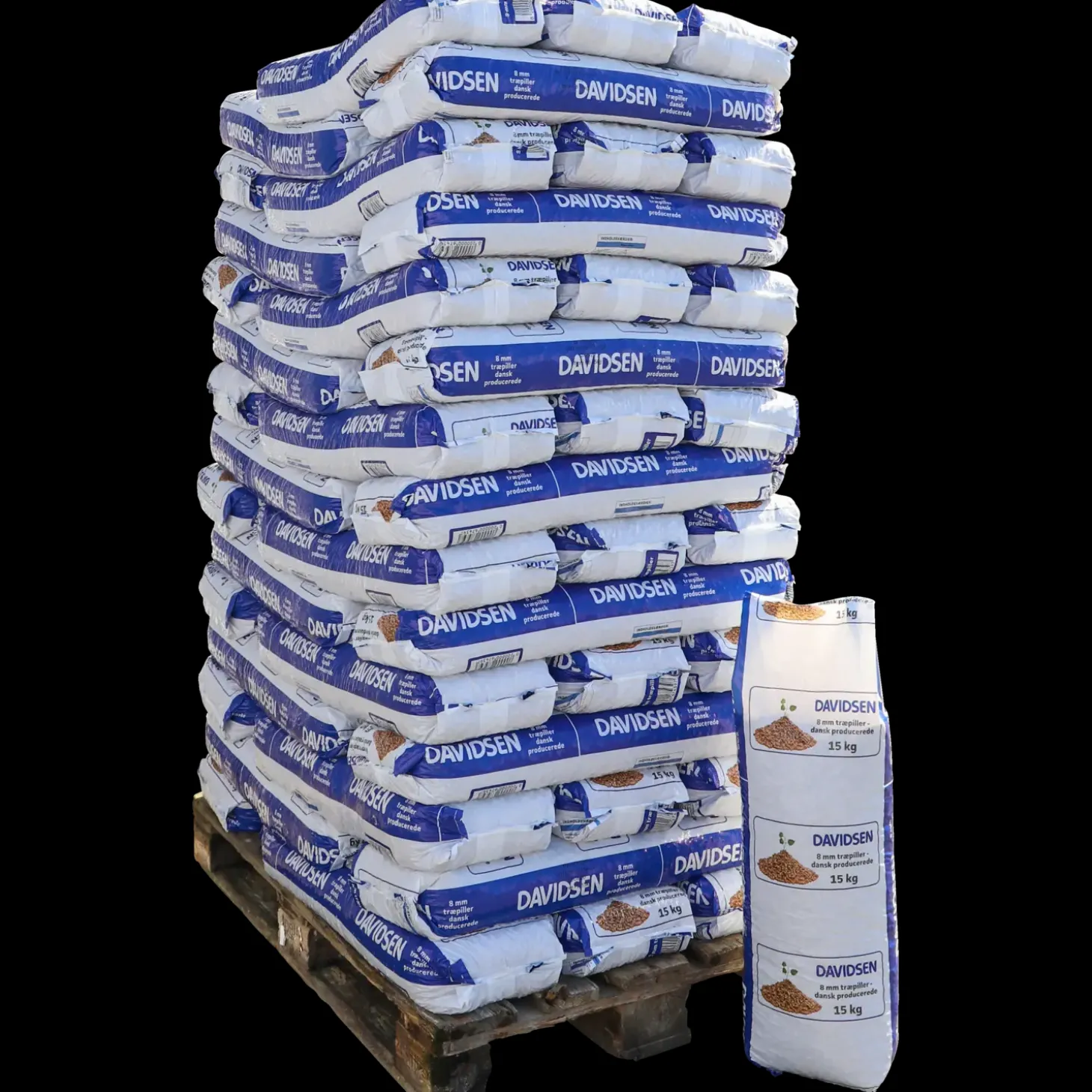 Davidsen træpiller 8 mm 15 kg/pose