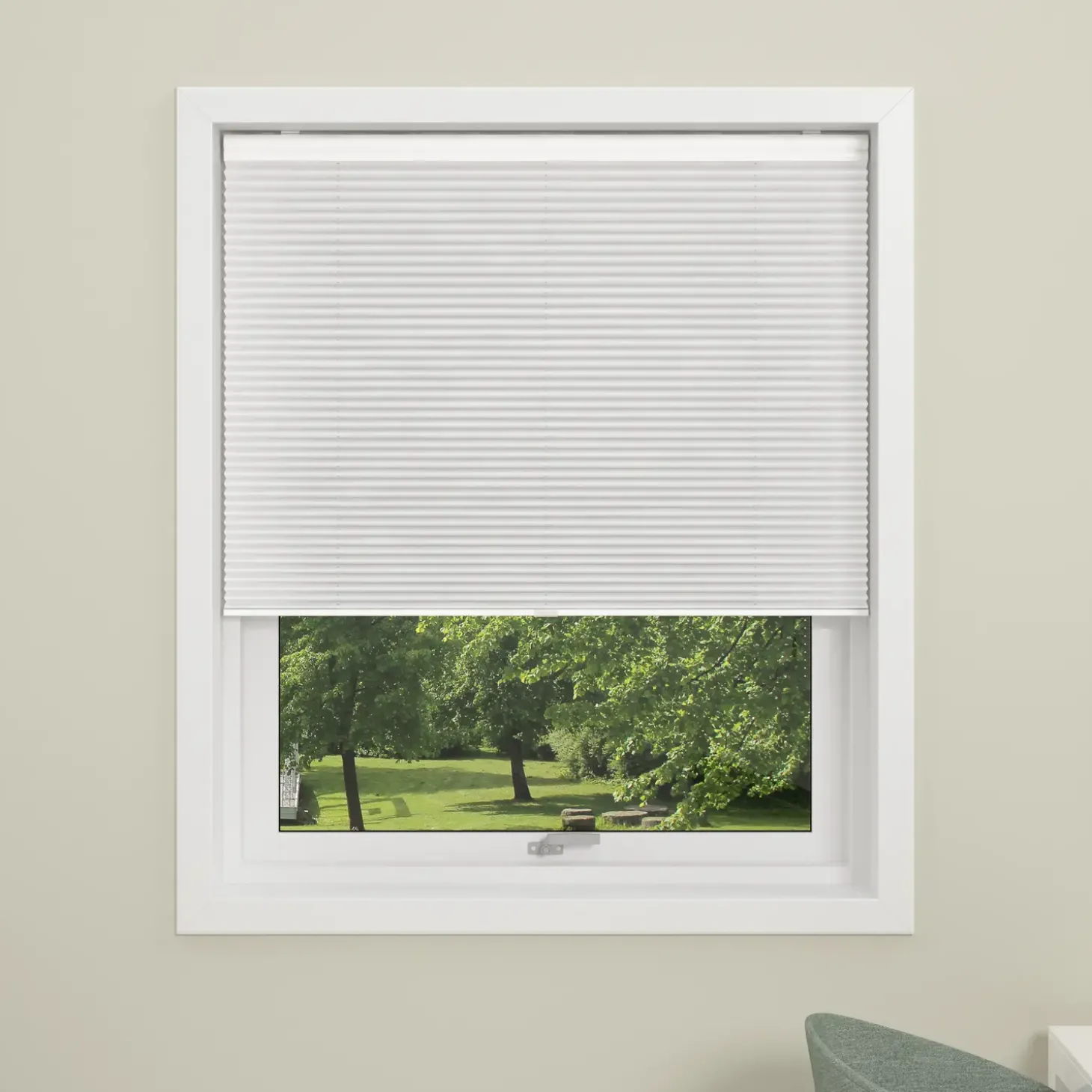Debel plissegardin touch hvid 70x160 cm