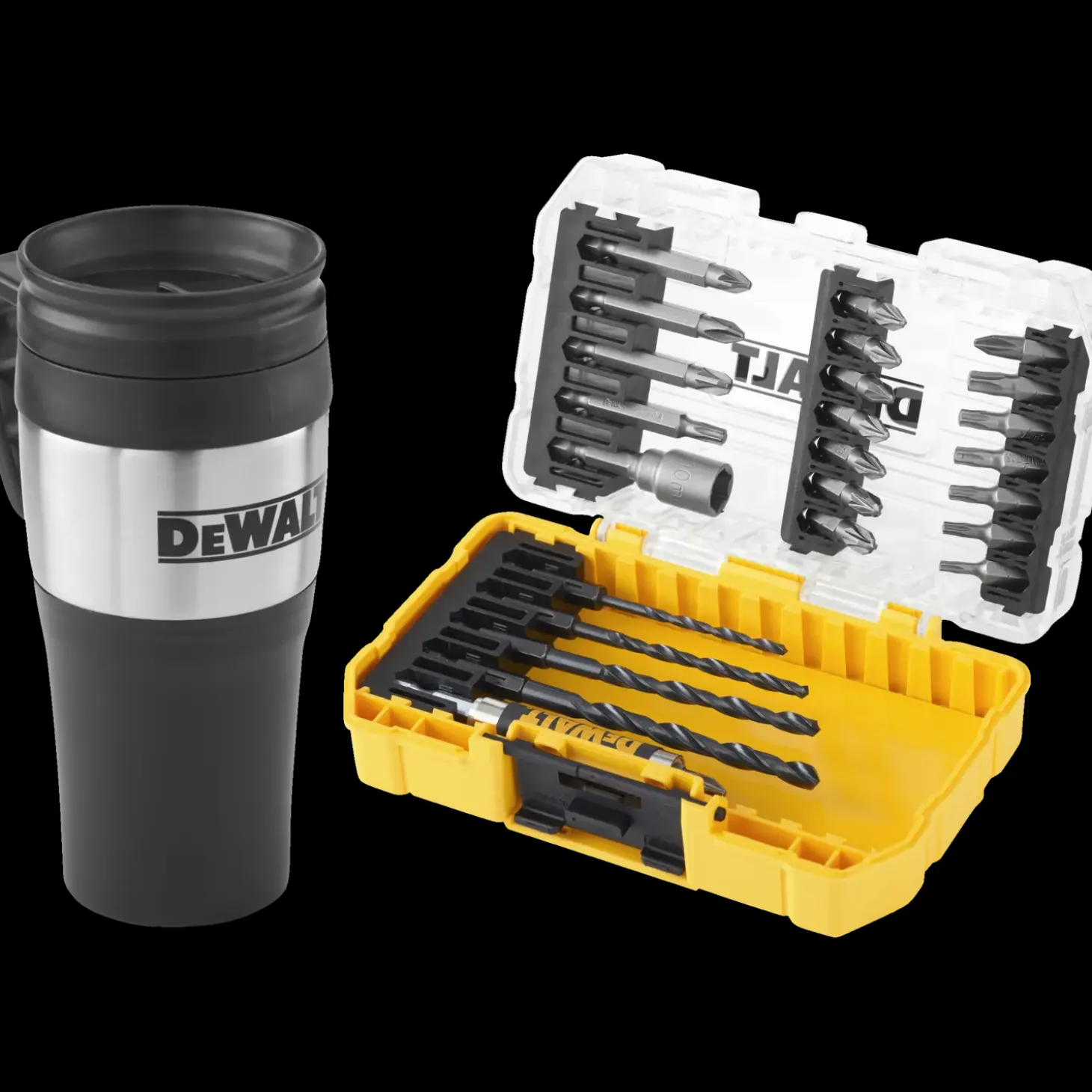 DeWALT bor- og bitssæt inkl. termokrus