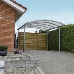 Dobbelt stålcarport 6020x5200 mm med buet termotag