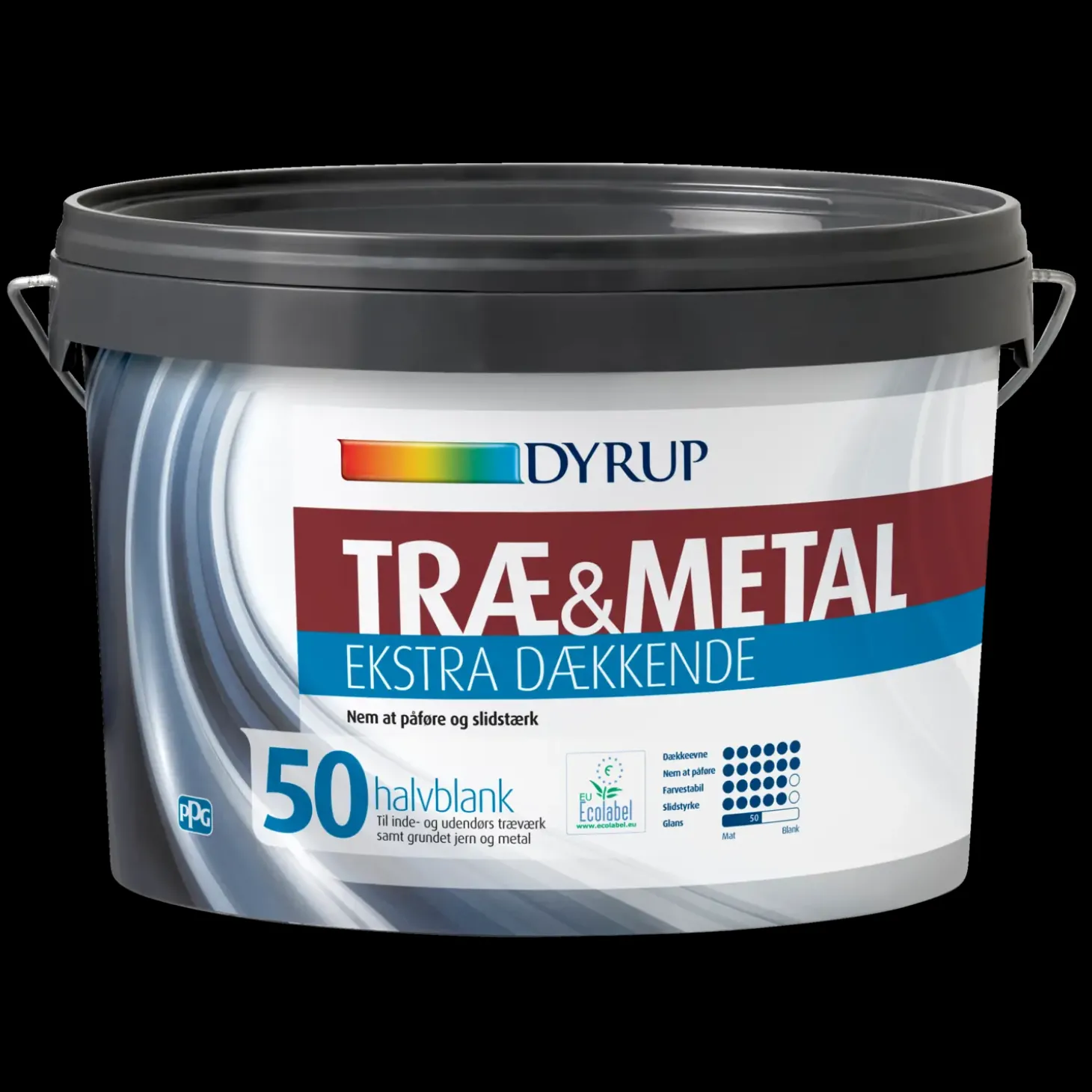 Dyrup træ og metalmaling ekstra dækkende 50 ral 9010 0,75 L