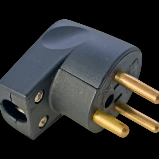E-Line + stikprop vinkel rund sort med jord 230V 16A