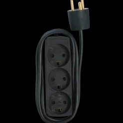 E-Line stikdåse 3-vejs m/jord 1,5 m sort