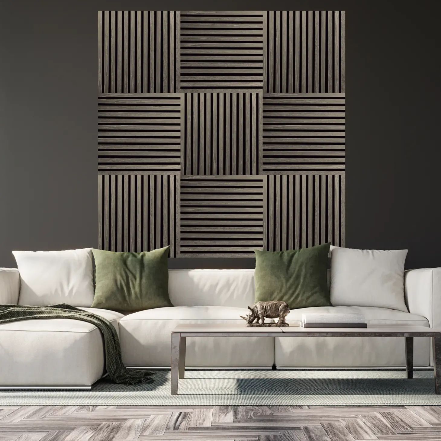 Fibrotech Square akustikpanel 22x520x520 mm grey oak - pk á 2 stk.