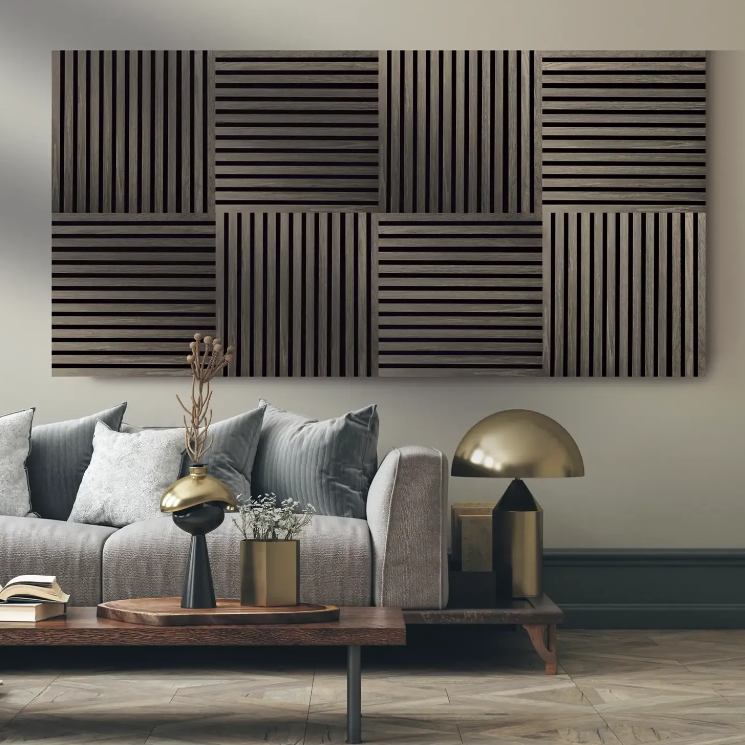 Fibrotech Square akustikpanel 22x520x520 mm grey oak - pk á 2 stk.