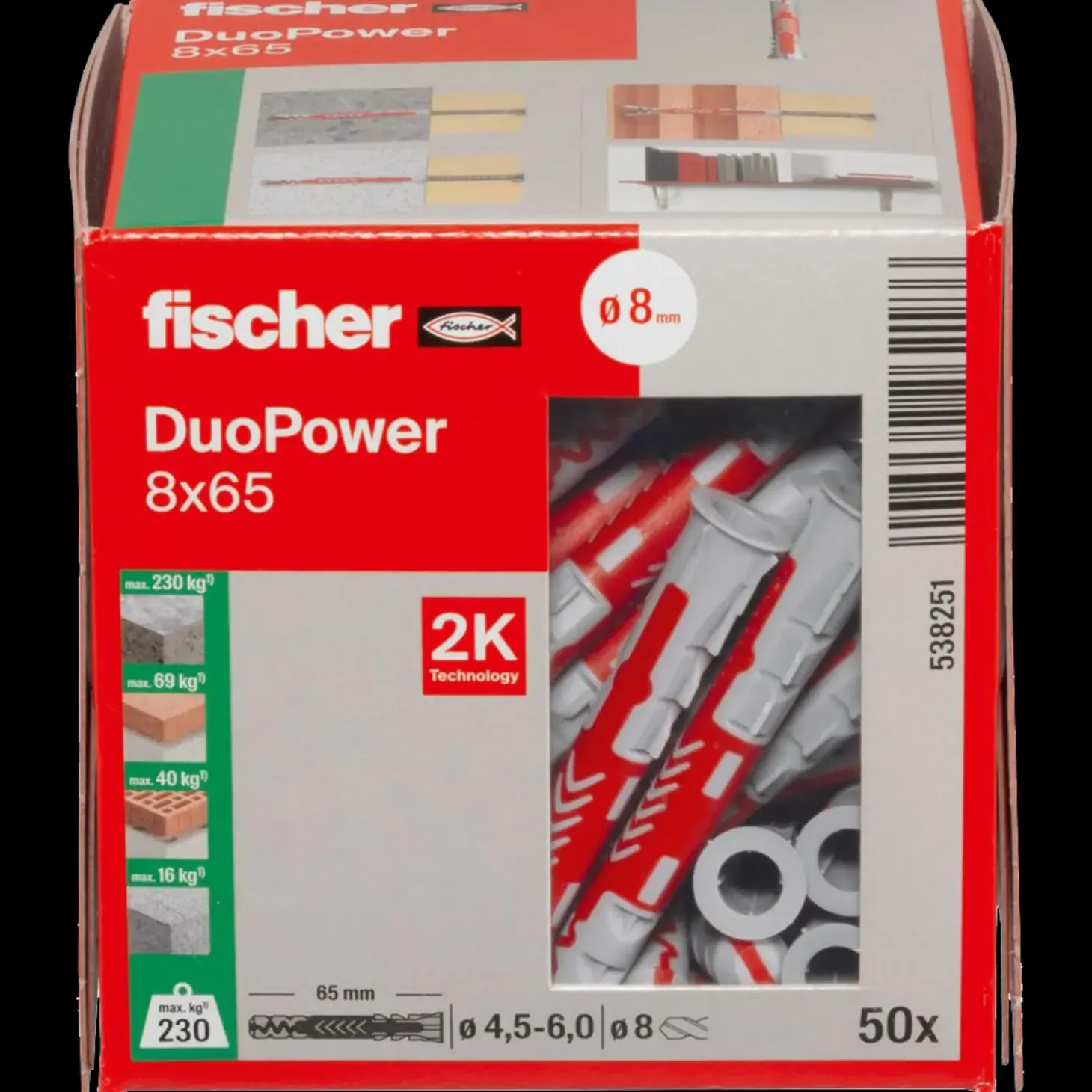Fischer duopower 8x65 DIY 50 stk.