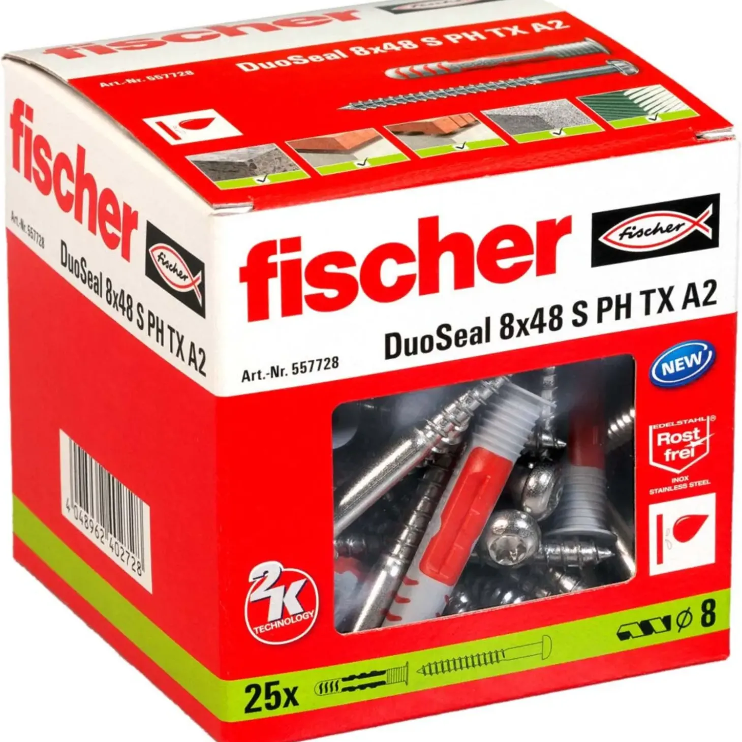 Fischer DuoSeal dyvel S A2 8x48 mm 25 stk