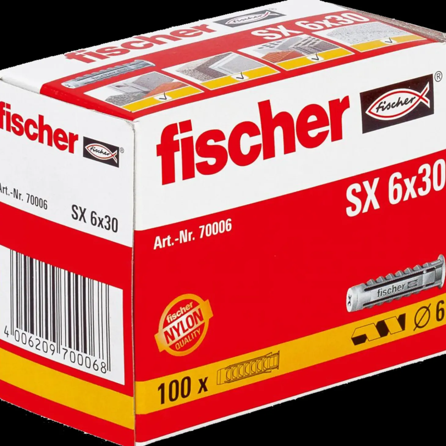 Fischer SX Green dyvel m/krave 6x30 mm 30 stk