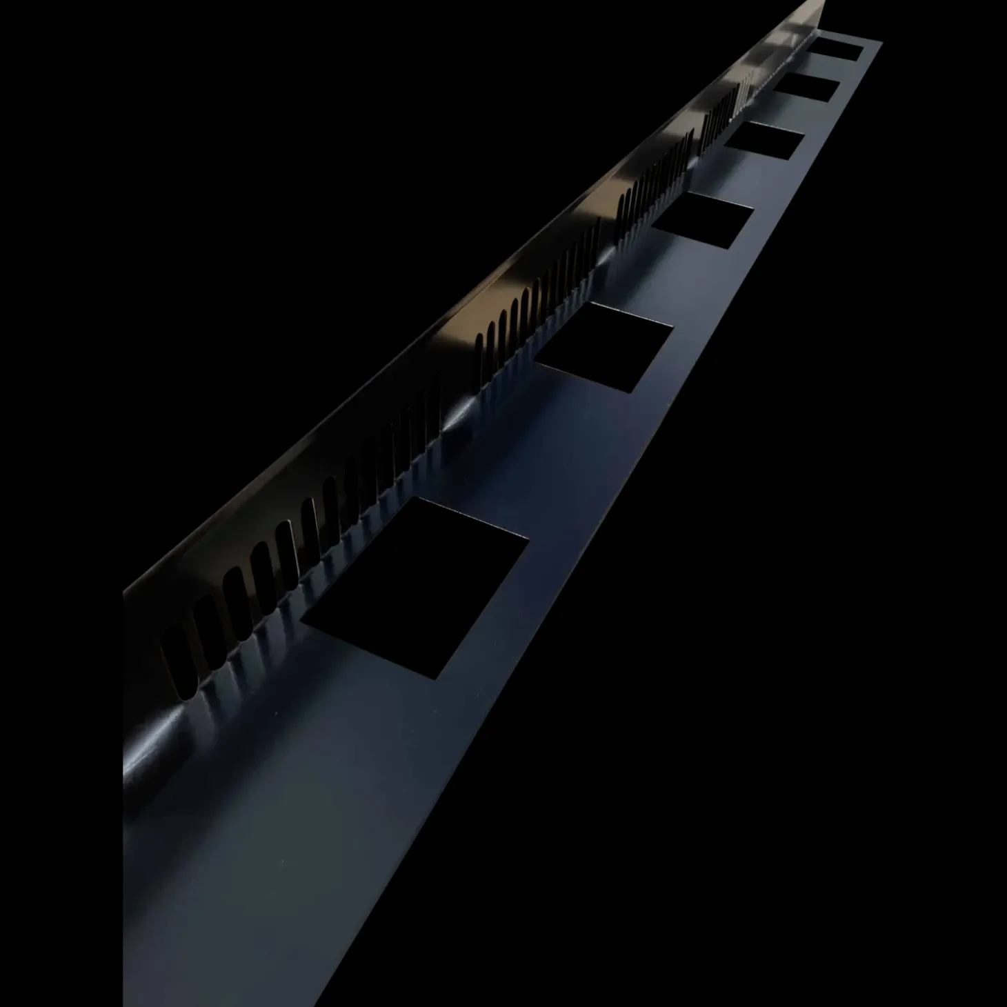 Growtek kantskinne sort alu 60 mm x 2 m