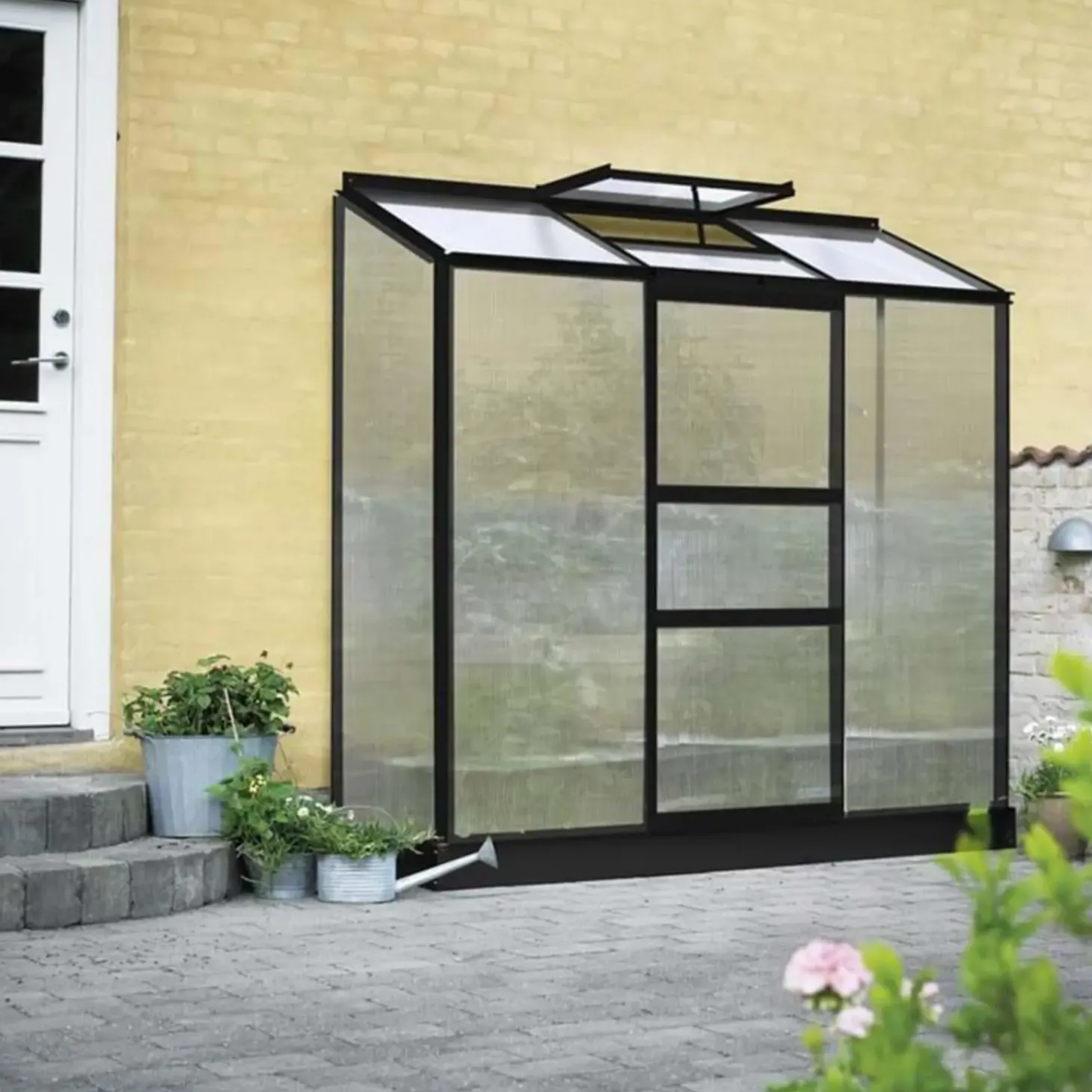 Halls Altan 3 vægdrivhus 1,3 m² sort 4 mm poly