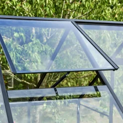 Halls Qube+ 812 drivhus sort med hærdet glas, 9,9 m²