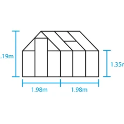 Halls Qube 66 minidrivhus sort med hærdet glas 3,9 m²