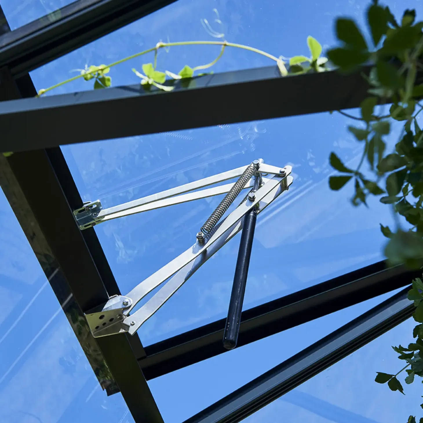 Halls Qube drivhusvindue m/hærdet glas sort