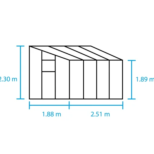 Halls Qube Lean-To 68 vægdrivhus sort med hærdet glas 4,7 m²