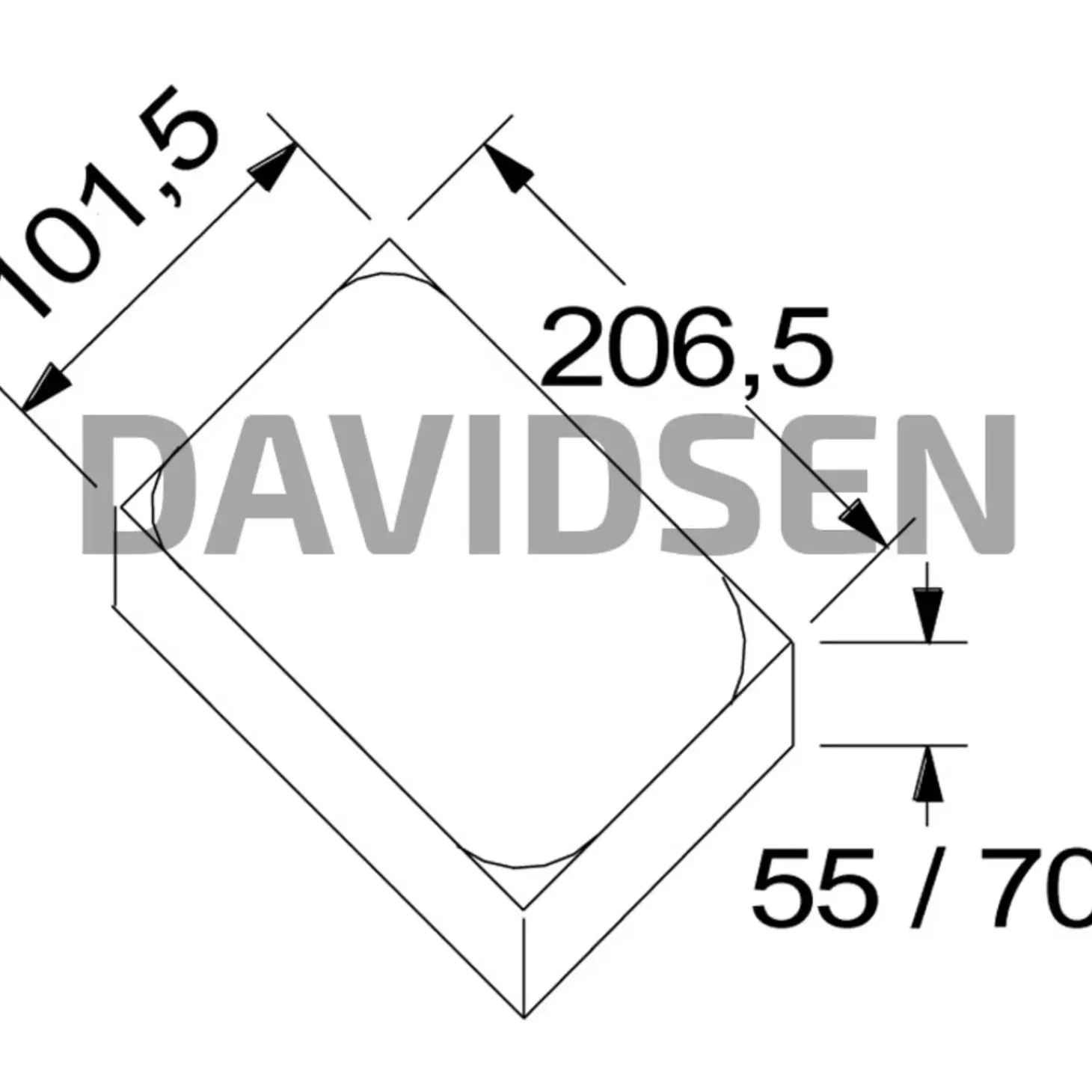 Herregårdssten med rumlet kant 1/2 sten koks 14x10,5x7 cm