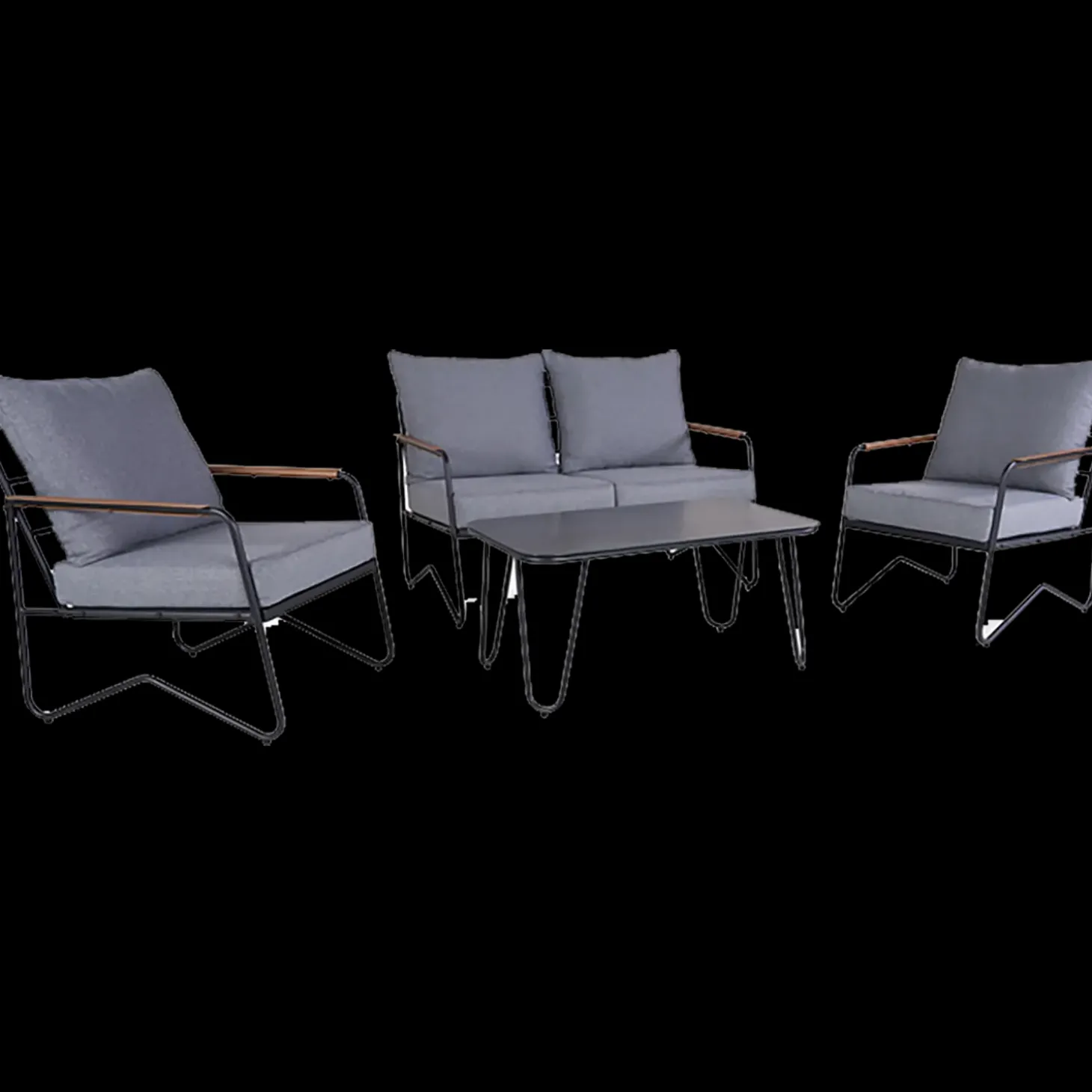 Høj sofasæt sort m/mørkegrå hynder