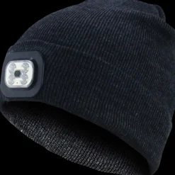 Hue med genopladeligt LED-lygte sort