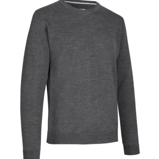 ID S650 Pullover herre mørk grå melange str. L
