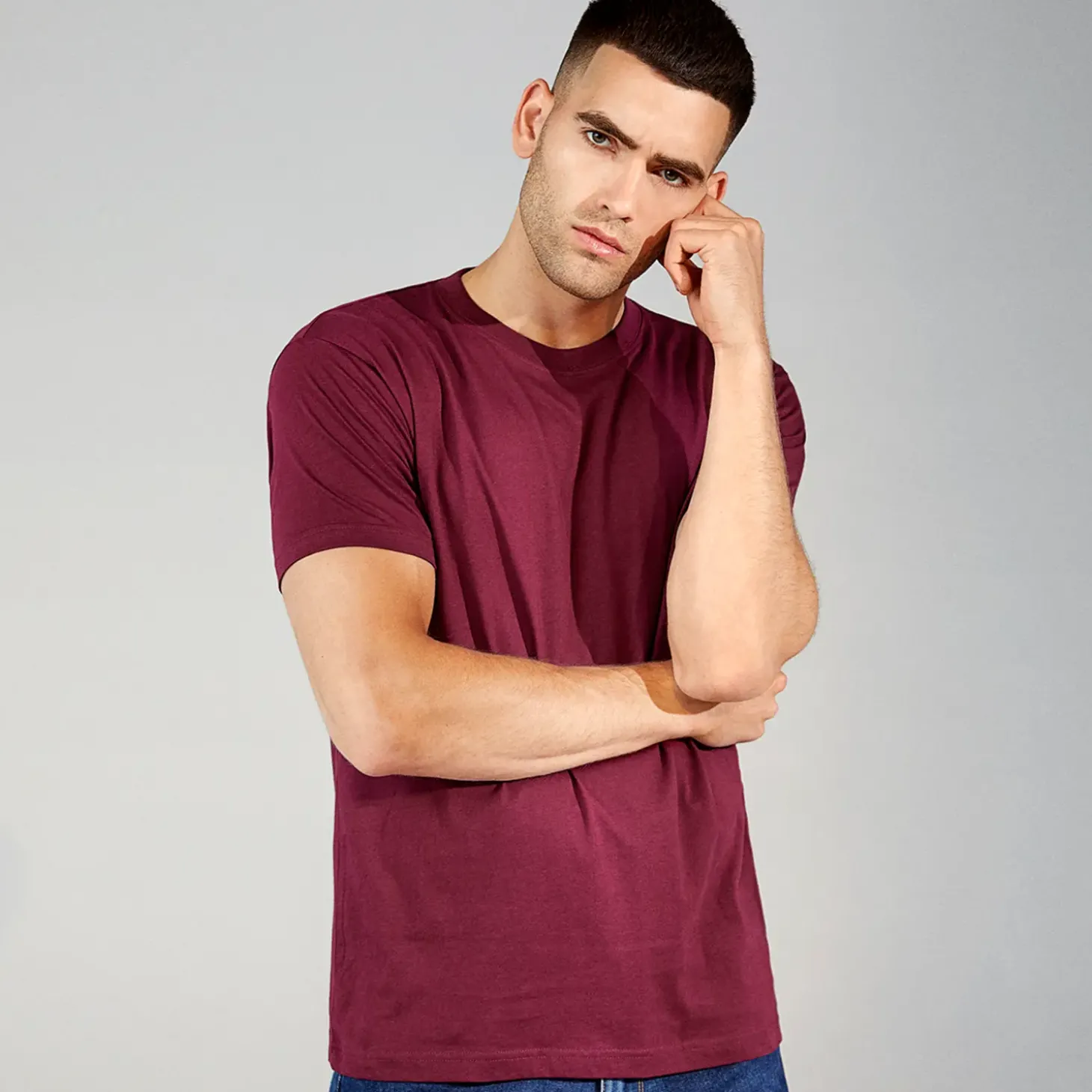 ID T-Time t-shirt kortærmet bordeaux str. L