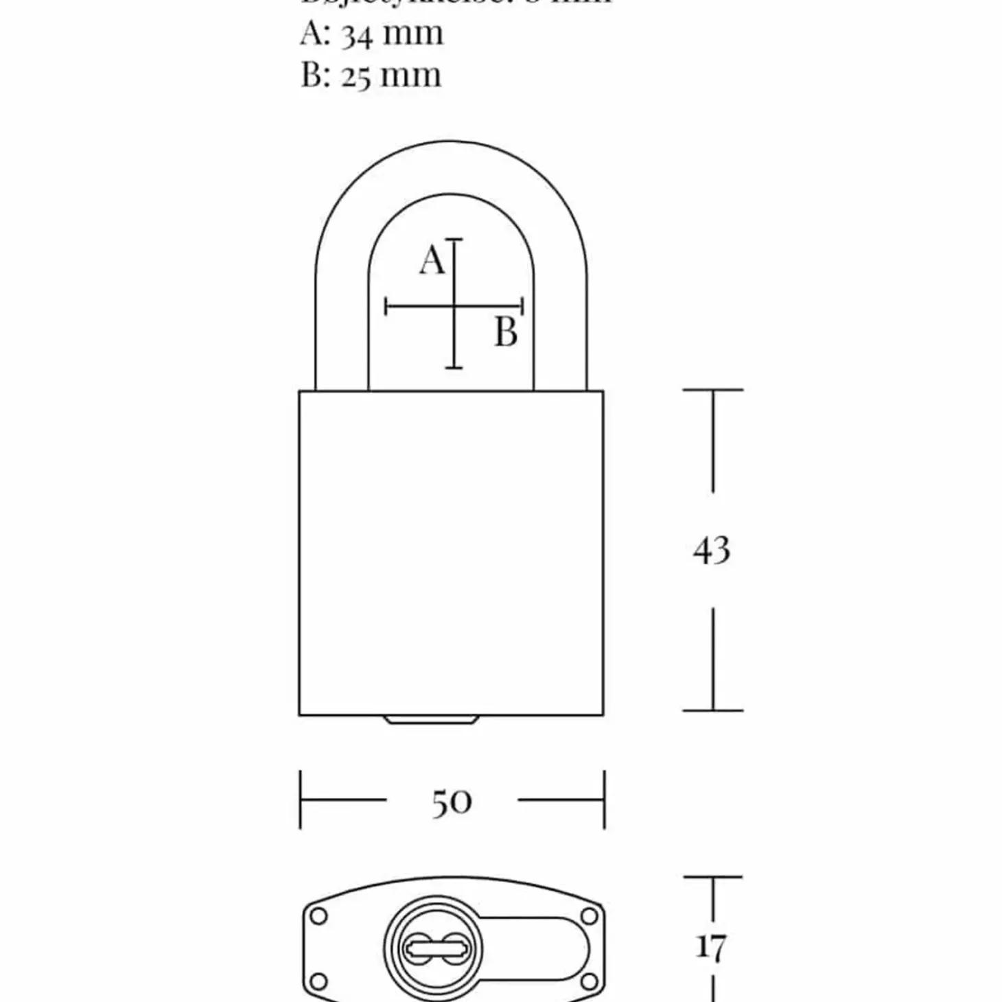Jasafe hængelås 50 mm m/hærdet bøjle rustfri