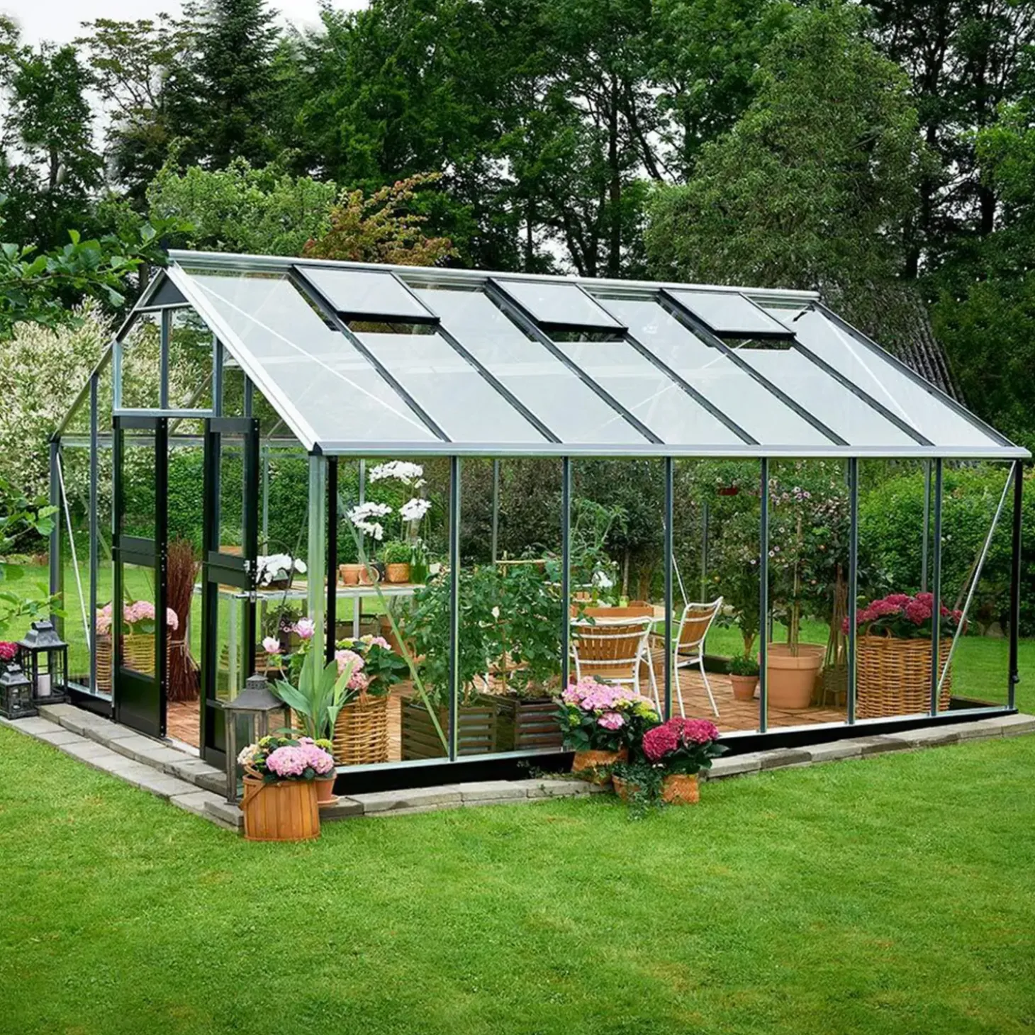 Juliana Gartner 18,8 m² drivhus alu/sort med 3mm hærdet glas