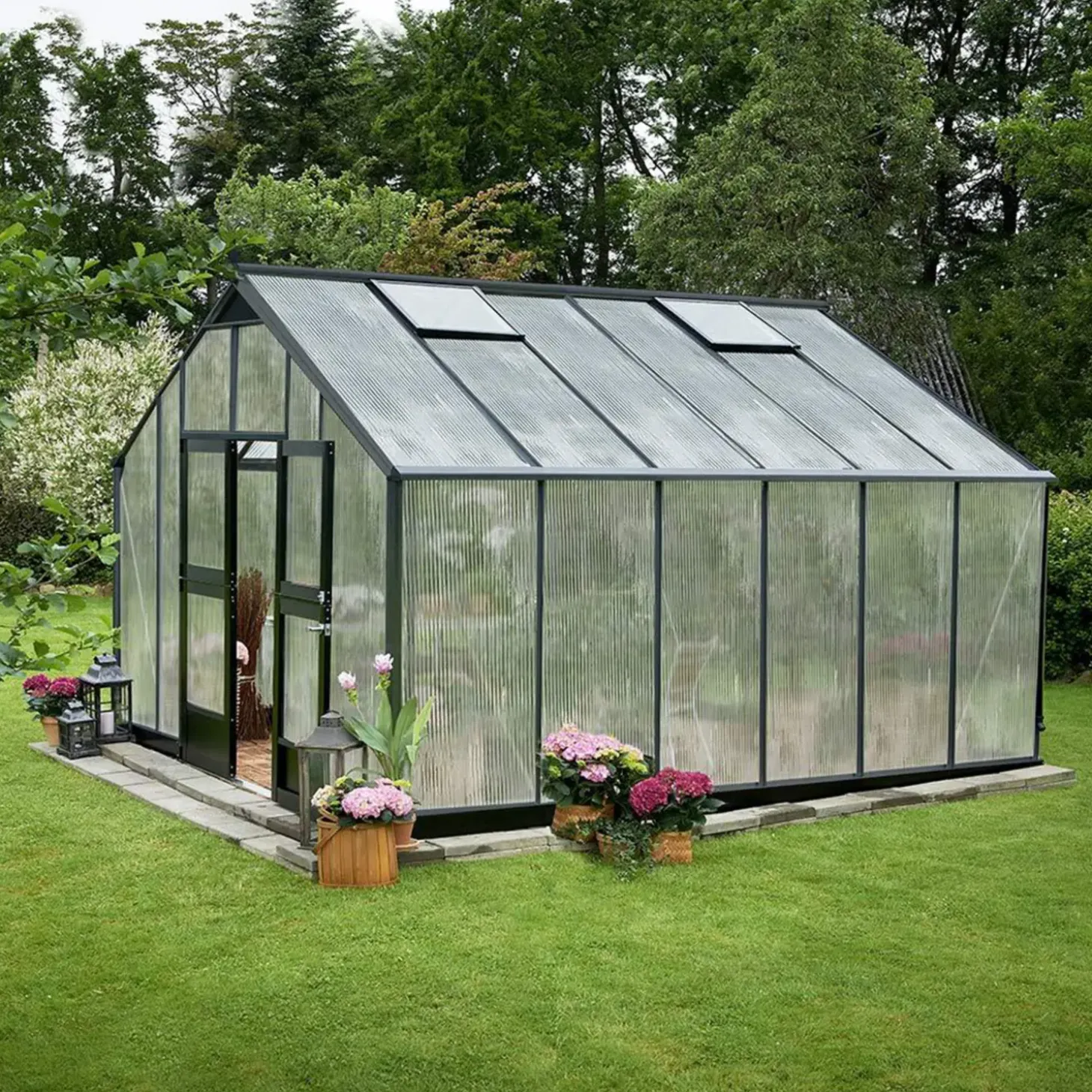 Juliana Gartner 16,2 m² drivhus antracit/sort med 10mm polycarbonat