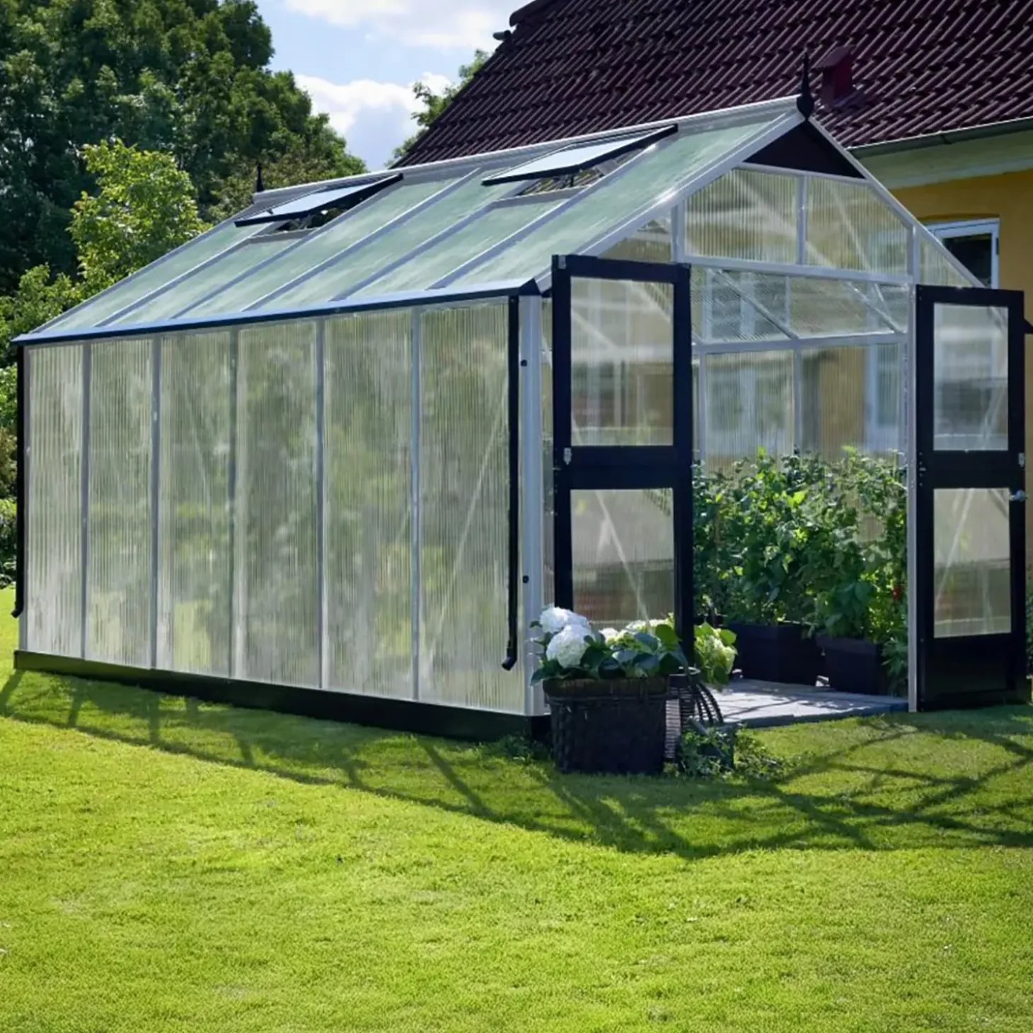 Juliana Premium 13,0 m² drivhus alu/sort med 10mm polycarbonat