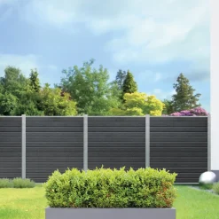 Kirkedal galvaniseret komposithegn startsæt 90 cm 25 mm fer/not, sort