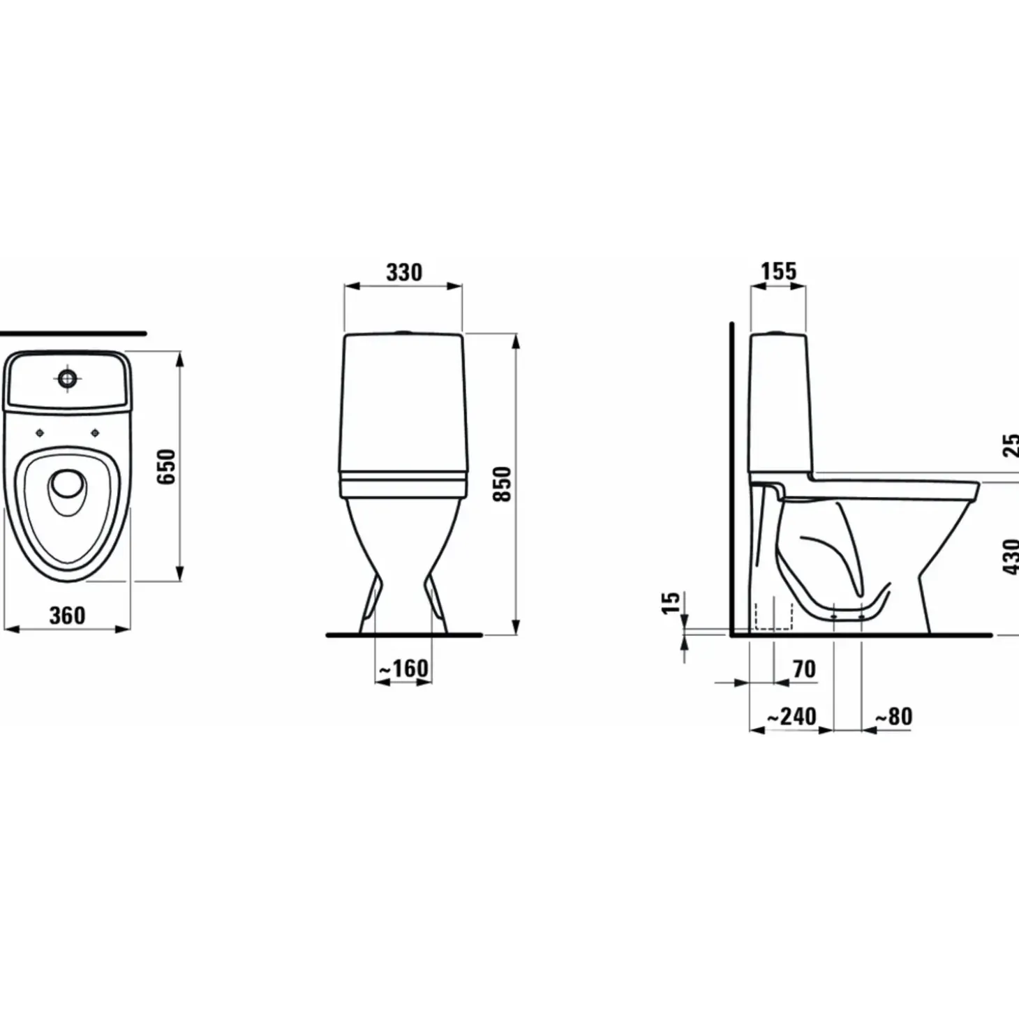 Laufen Rigo toilet m/skjult S-lås hvid