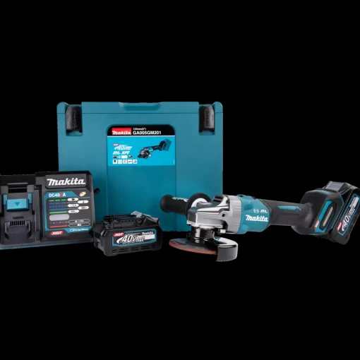 Makita GA005GM201 XGT 40V vinkelsliber 4.0 Ah batteri og lader