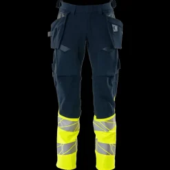 Mascot Accelerate Safe bukser med hængelommer mørk marine/hi-vis gul str. 82C52