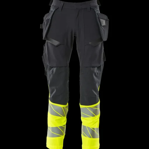 Mascot Accelerate Safe bukser med hængelommer mørk marine/hi-vis gul str. 82C52