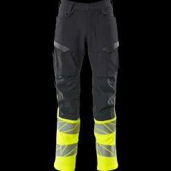 Mascot Accelerate Safe bukser med knælommer mørk marine/hi-vis gul str. 82C52