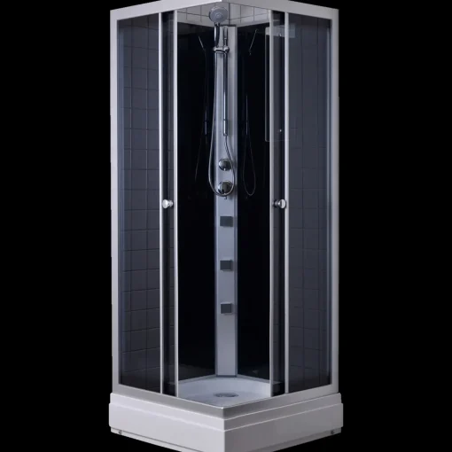 Milobad brusekabine rondo med massagedyser 80x80 cm hvid/grå